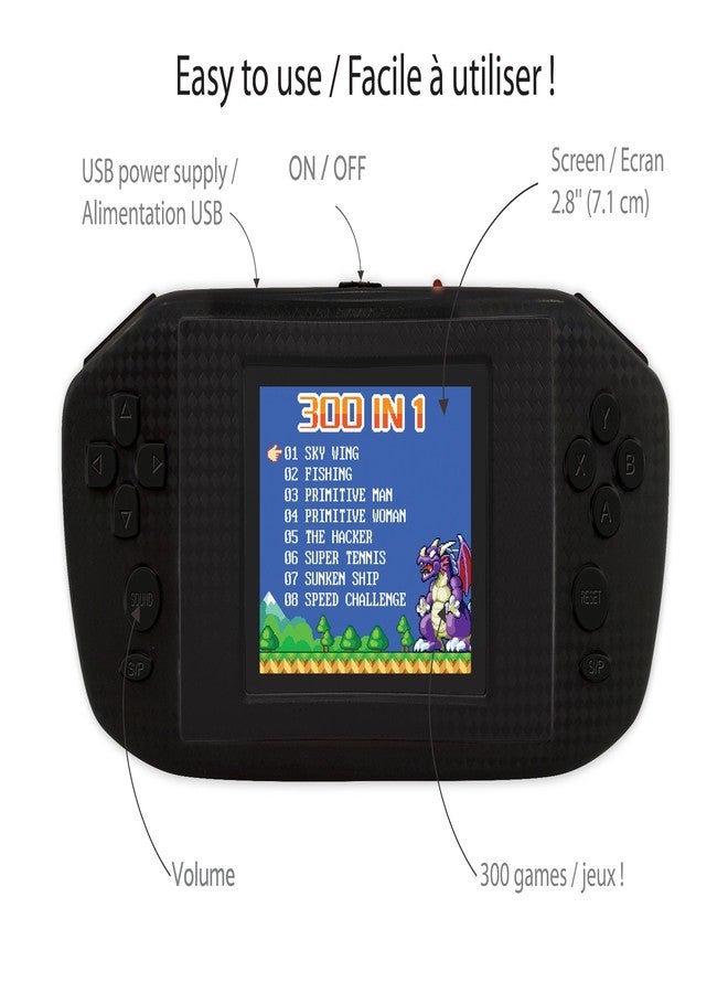 ليكسيبوك جهاز ألعاب محمول LEXiBOOK JL3000 Power Cyber Arcade، يحتوي على 300 لعبة، وشاشة LCD ملونة 2.8 بوصة، لون أسود - Image 2